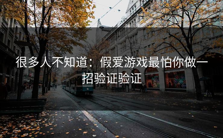 很多人不知道：假爱游戏最怕你做一招验证验证